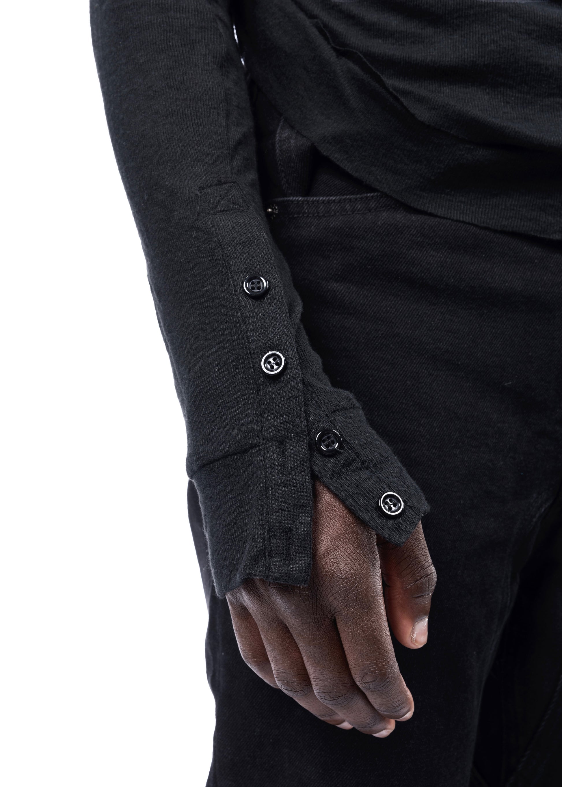 Double-Layered Organic Cotton Button Shirt – White & Black