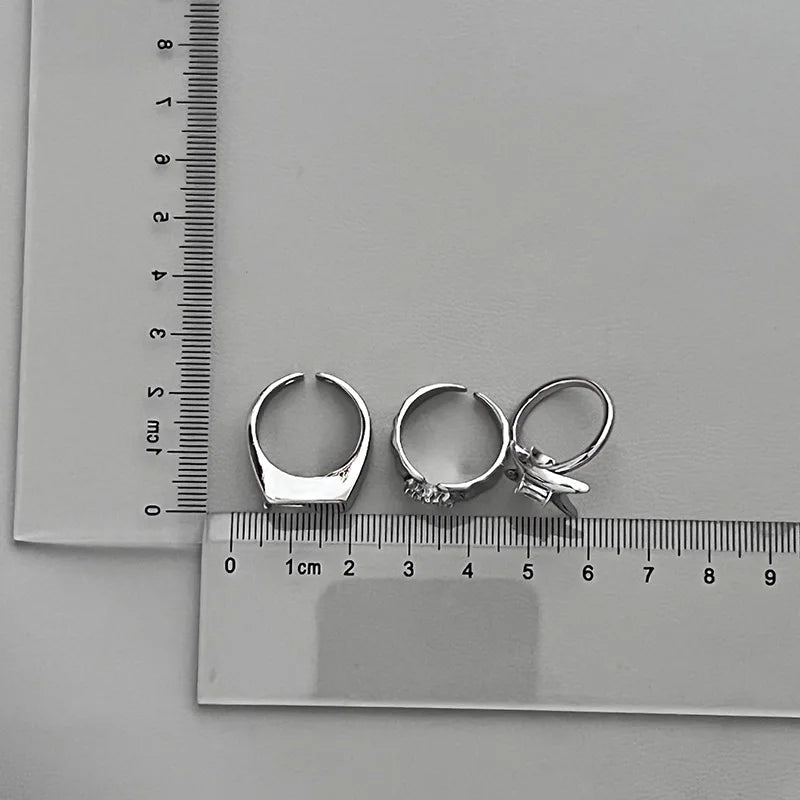 Modern Silver Statement Rings with Crystal Accents