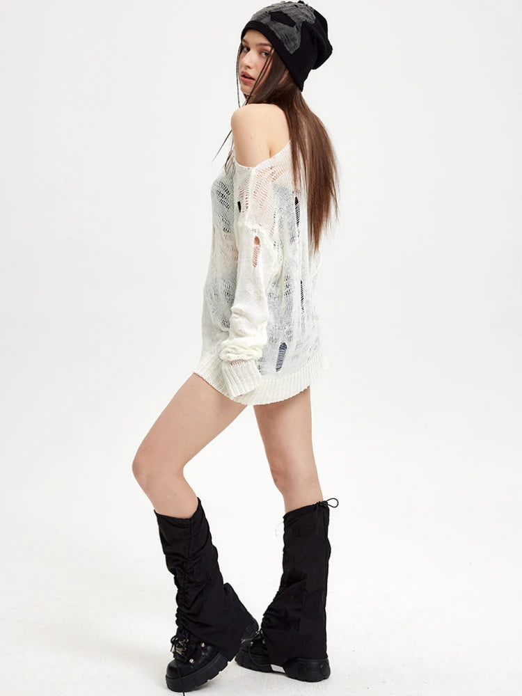 Open Shoulder Knit Sweater