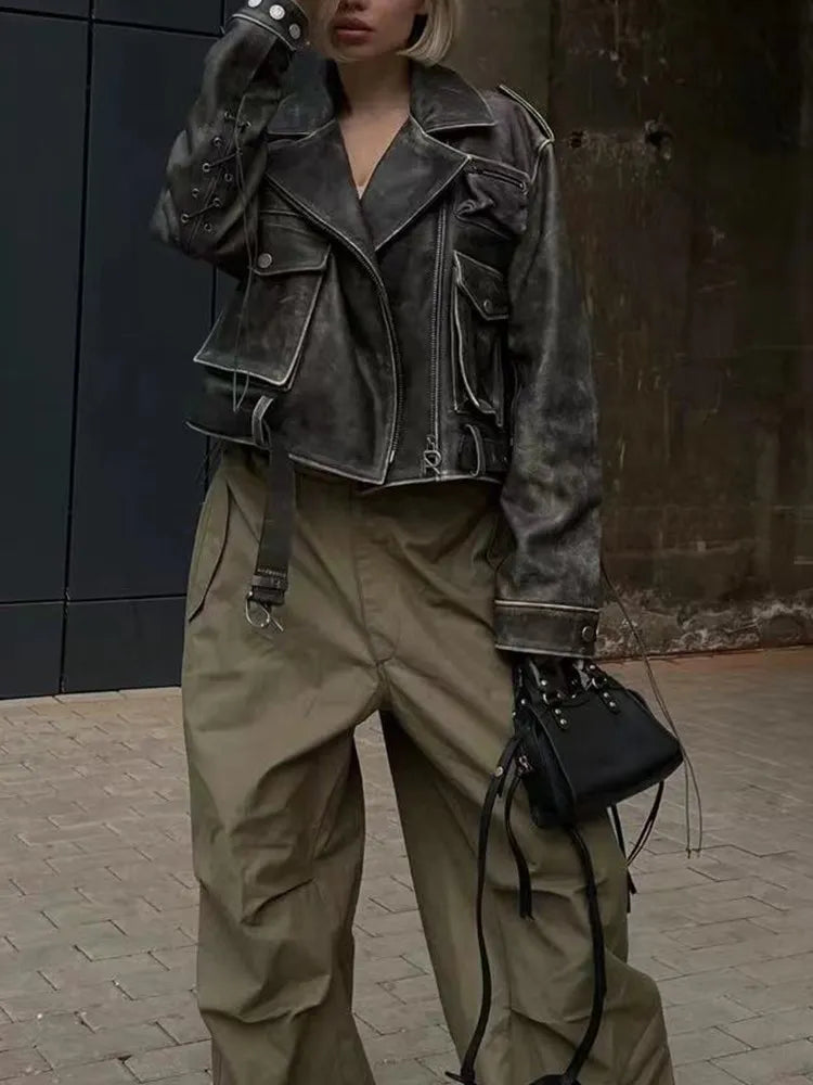 Vintage Distressed Leather Jacket - Timeless Urban Elegance