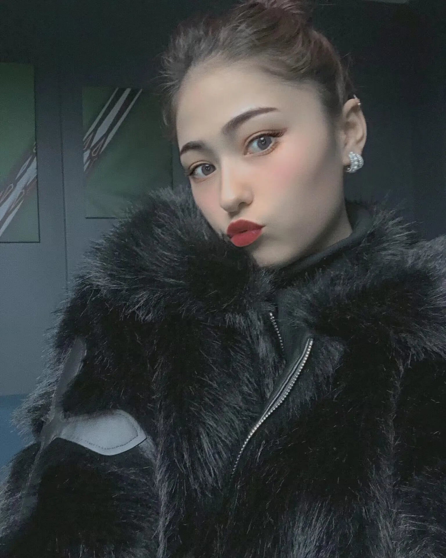 Luxe Faux Fur Jacket with Leather Cross Details