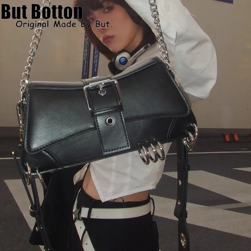 Gothic Noir Spiked Chain Bag