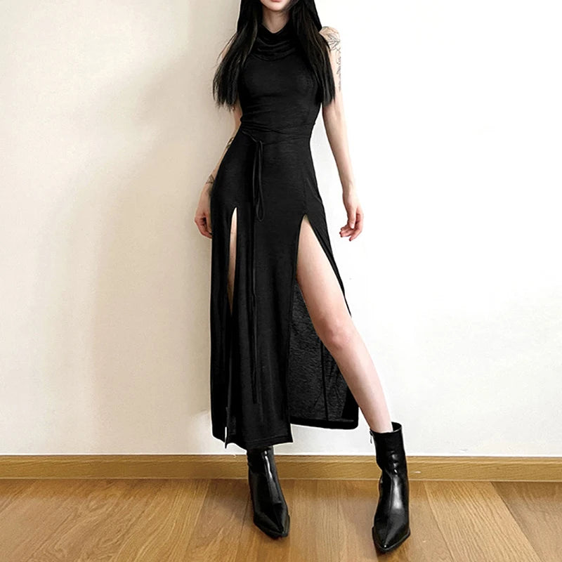 Elegant High-Slit Sleeveless Maxi Dress