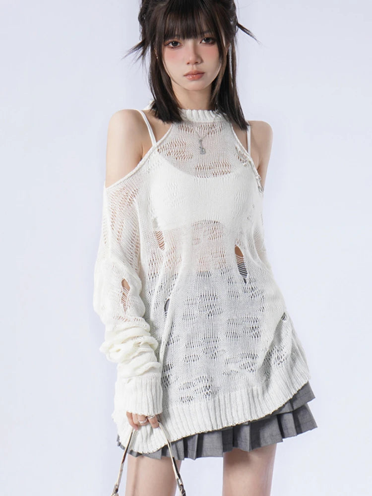 Open Shoulder Knit Sweater