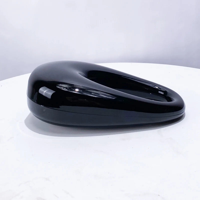 Sleek Oval Chain Bag – Modern Black Gloss Handbag