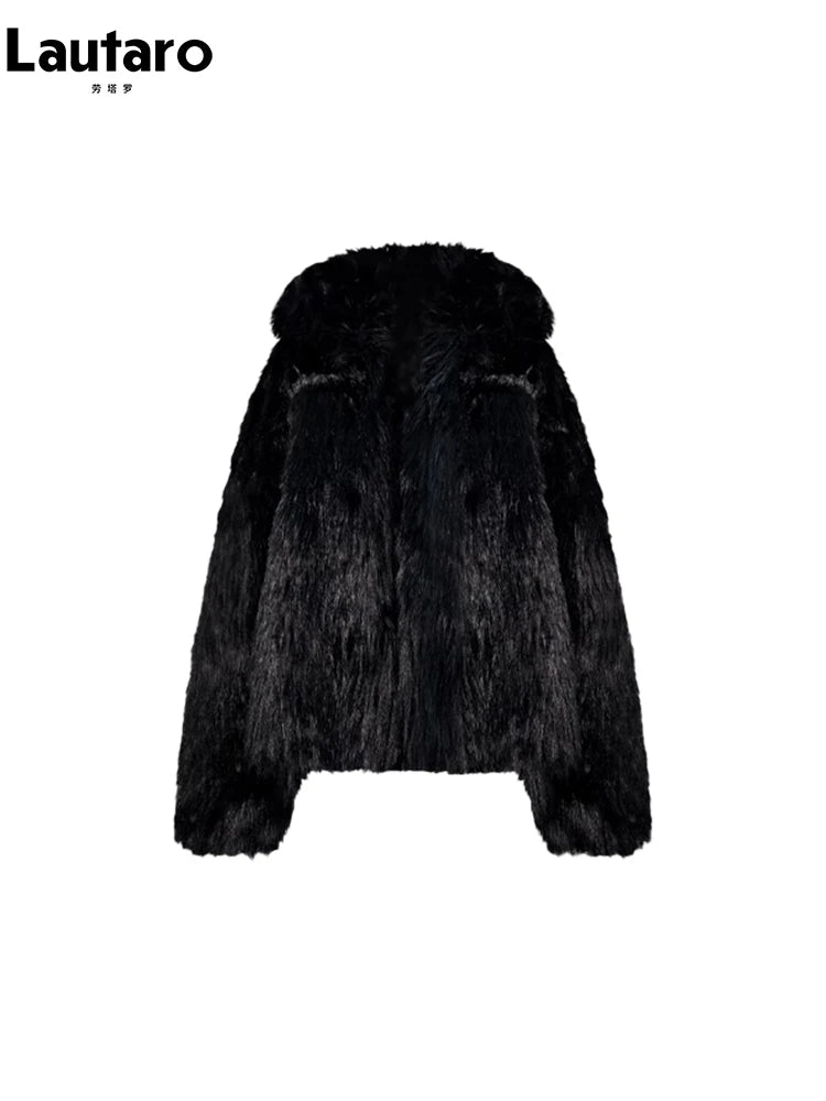 Luxe Faux Fur Jacket – Oversized Black Statement Coat