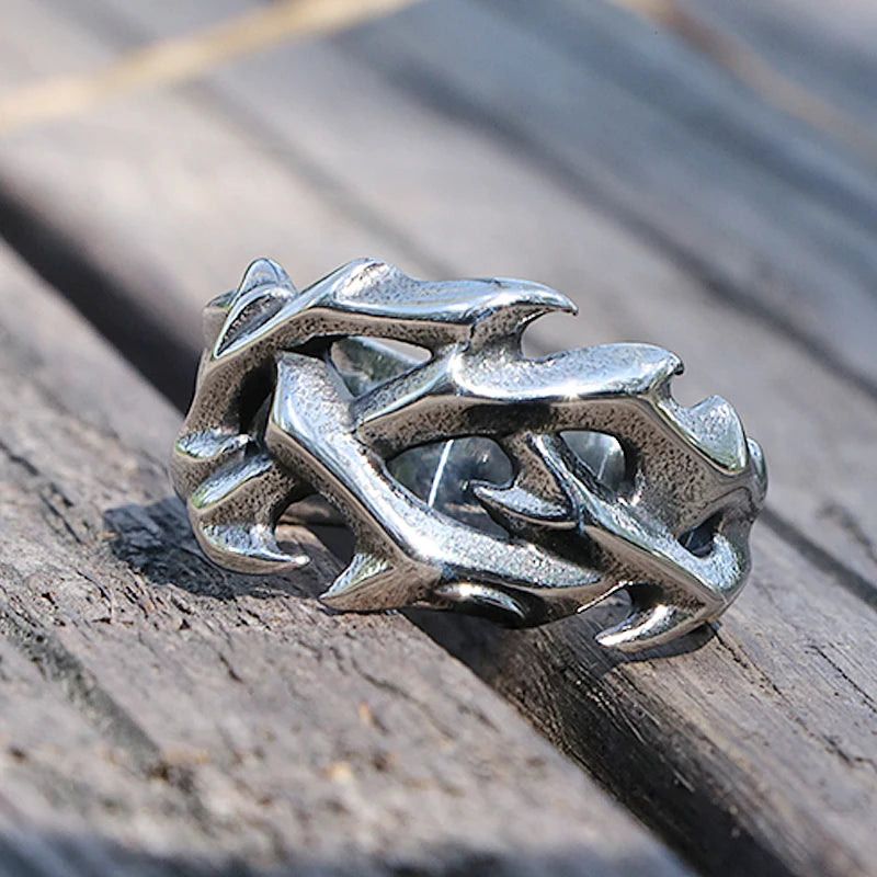 Gothic Thorn Ring - Sculptural Silver Statement Jewelry