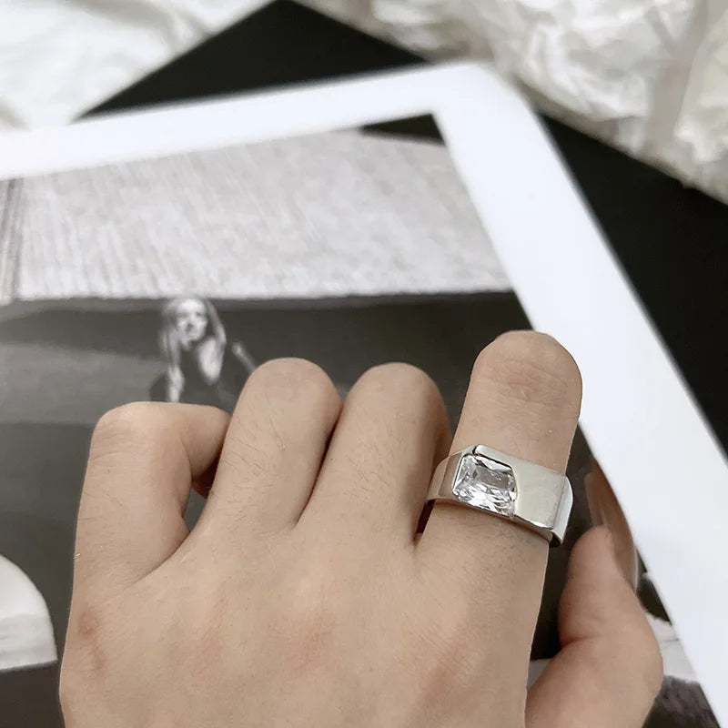 Modern Silver Statement Rings with Crystal Accents