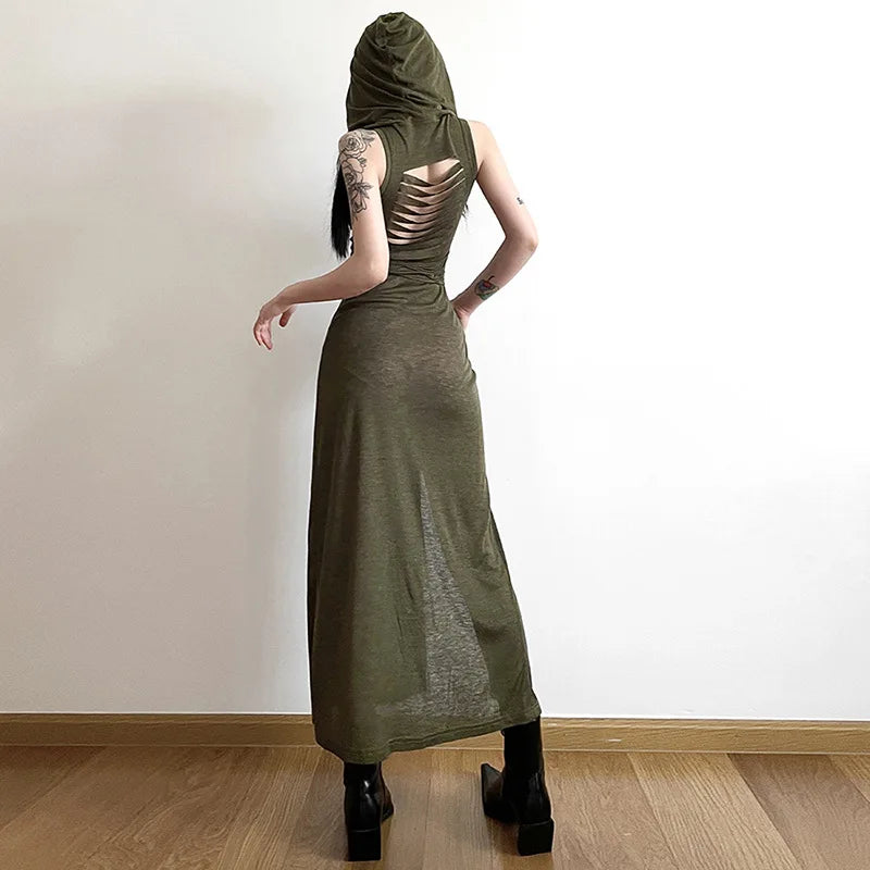 Elegant High-Slit Sleeveless Maxi Dress