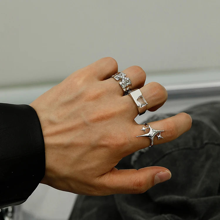 Silver Cross Bracelet and Statement Star Ring