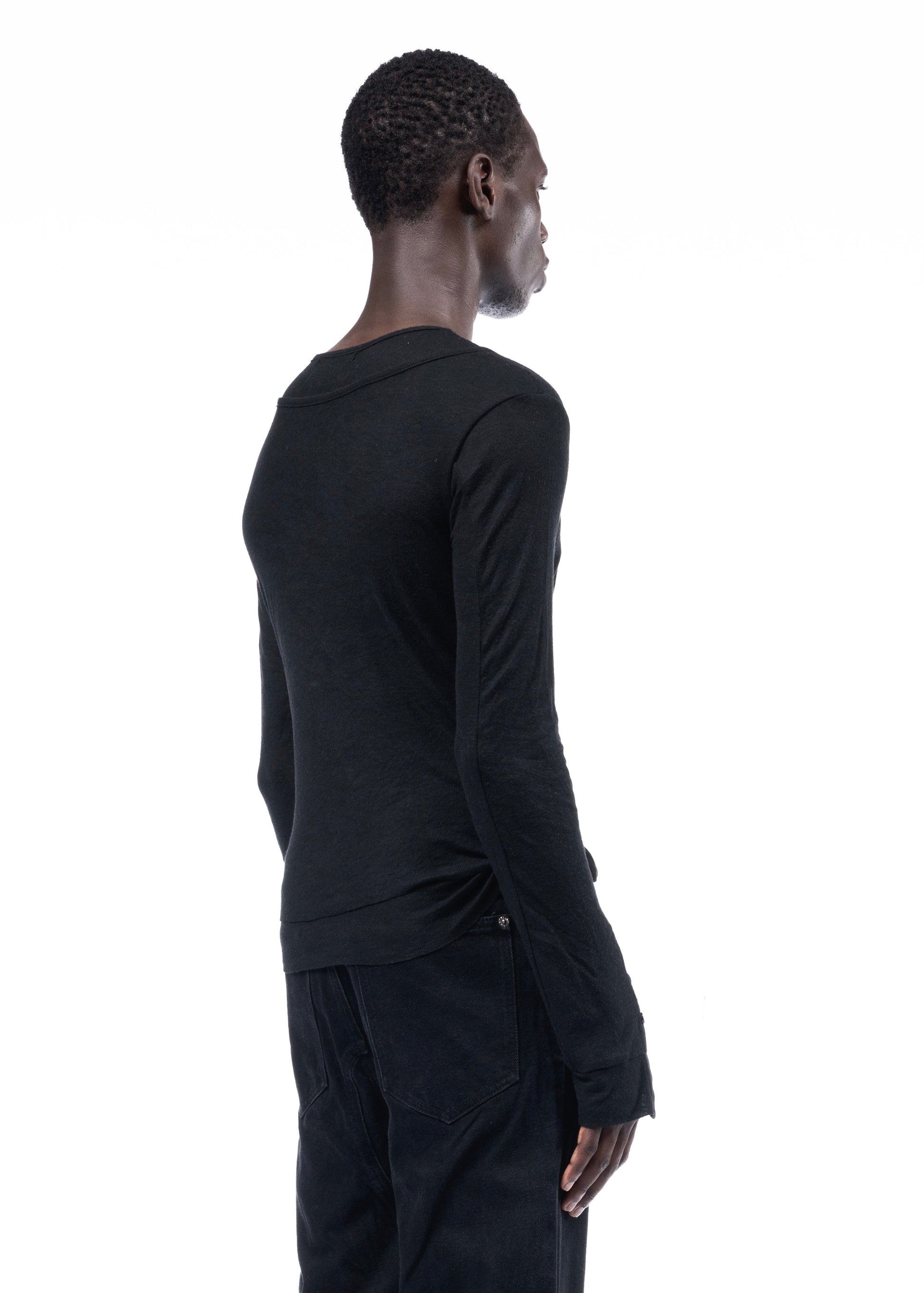Double-Layered Organic Cotton Button Shirt – White & Black
