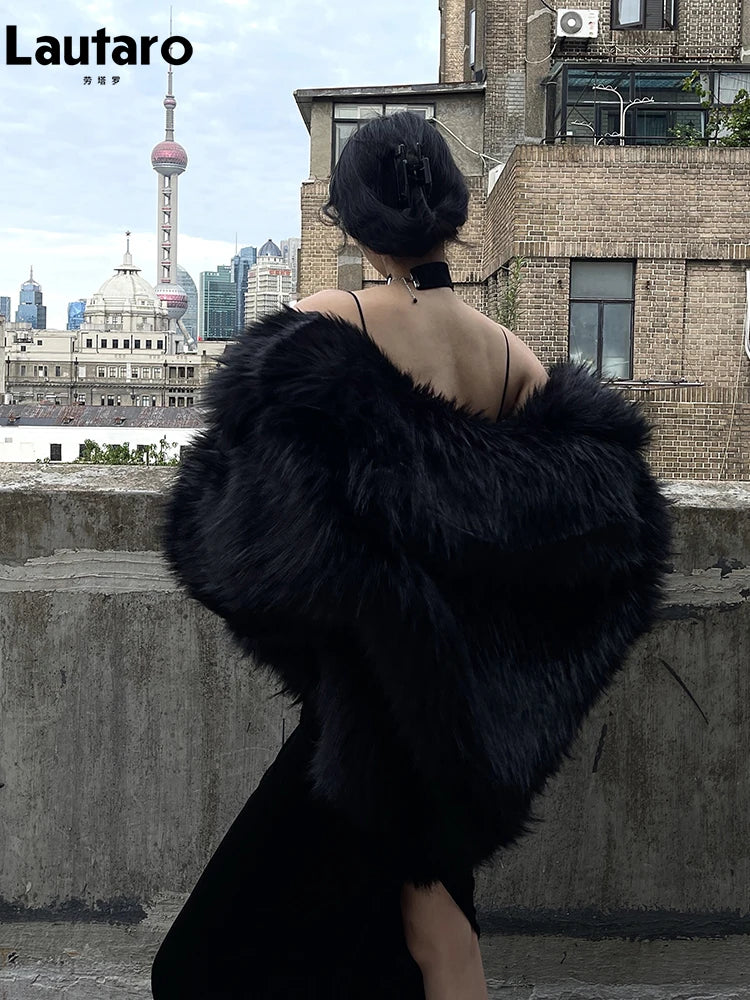 Luxe Faux Fur Jacket – Oversized Black Statement Coat