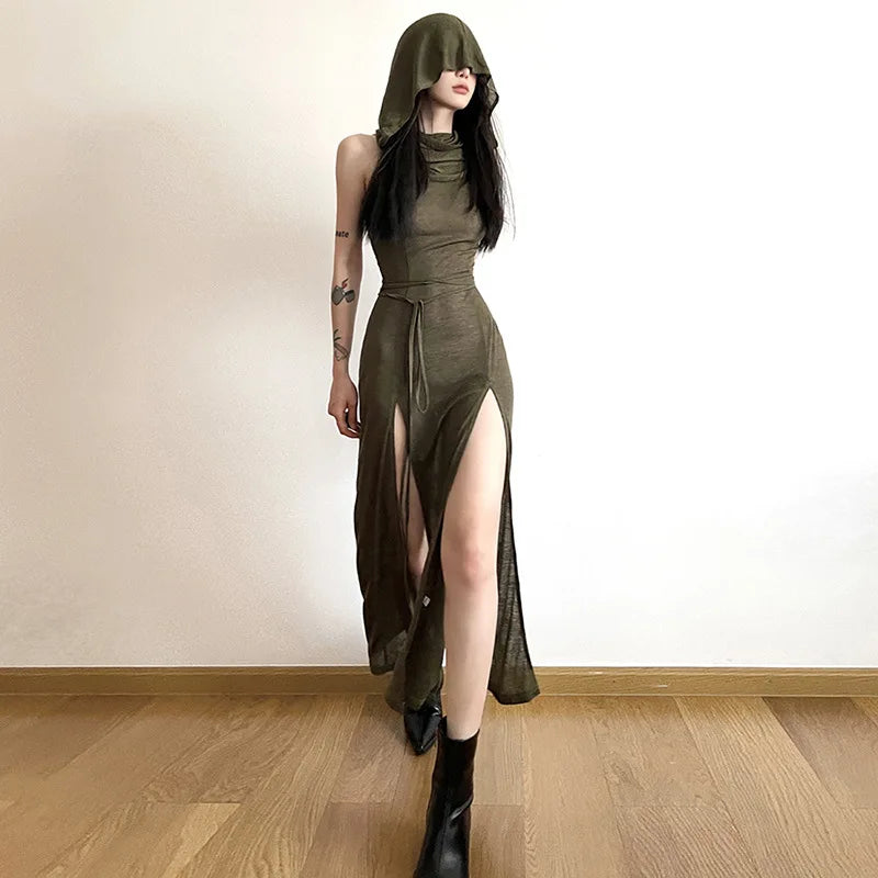 Elegant High-Slit Sleeveless Maxi Dress