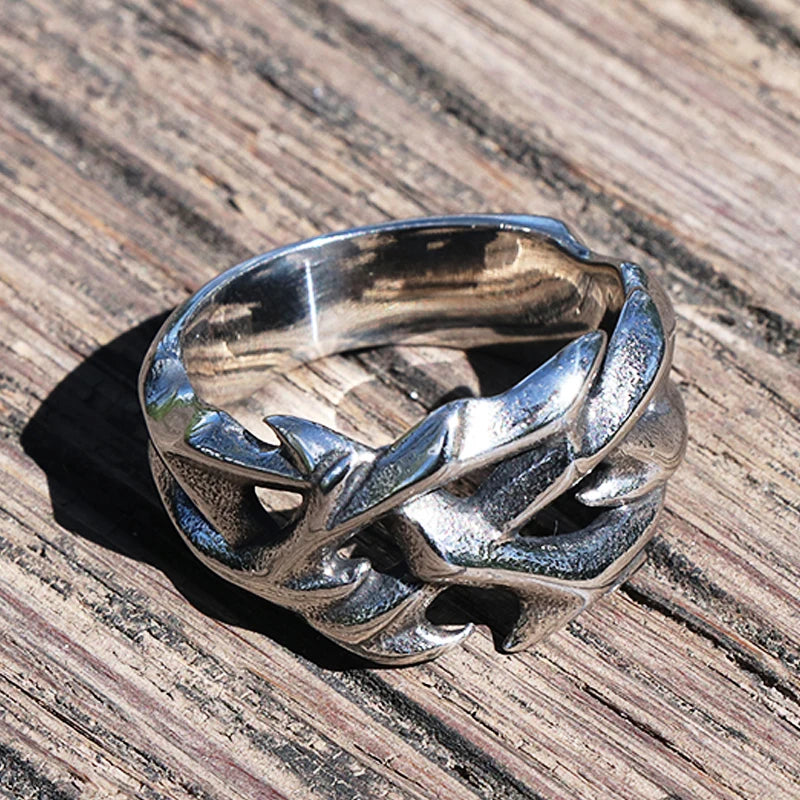Gothic Thorn Ring - Sculptural Silver Statement Jewelry