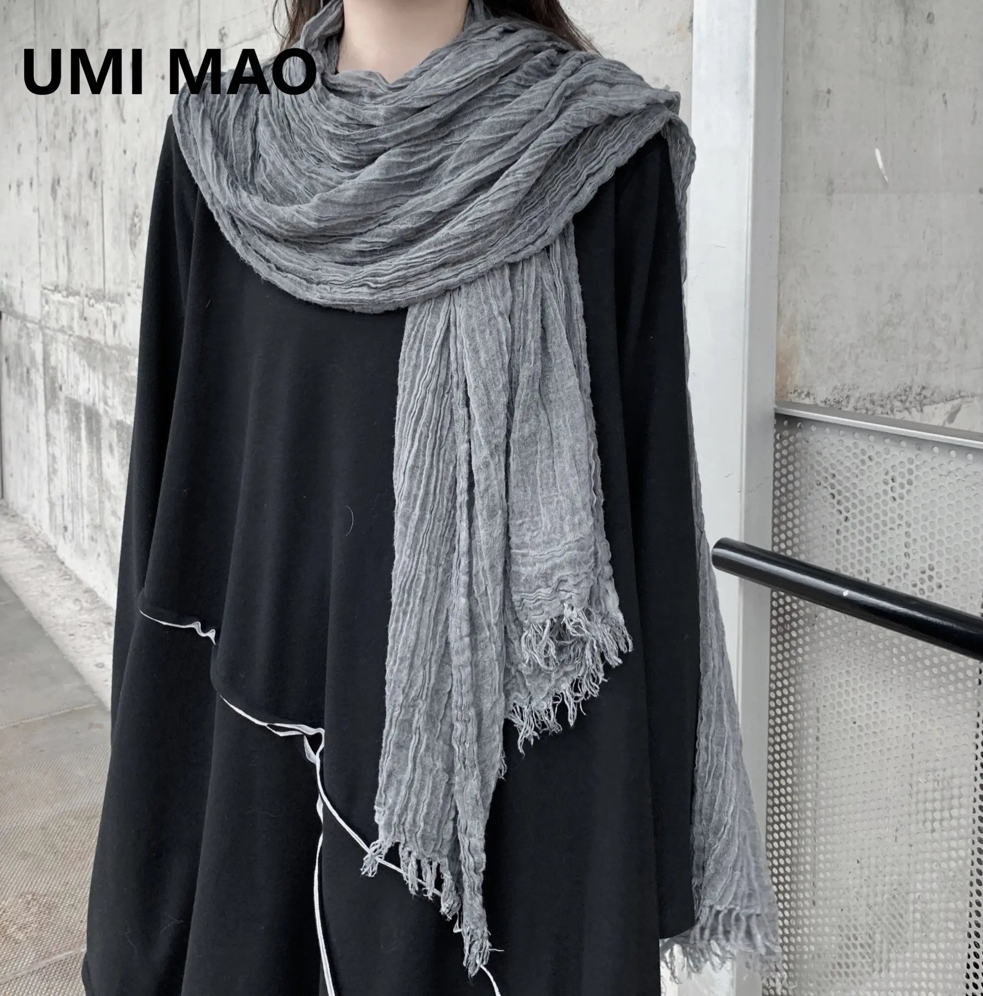 Timeless Crushed Grey Linen Scarf
