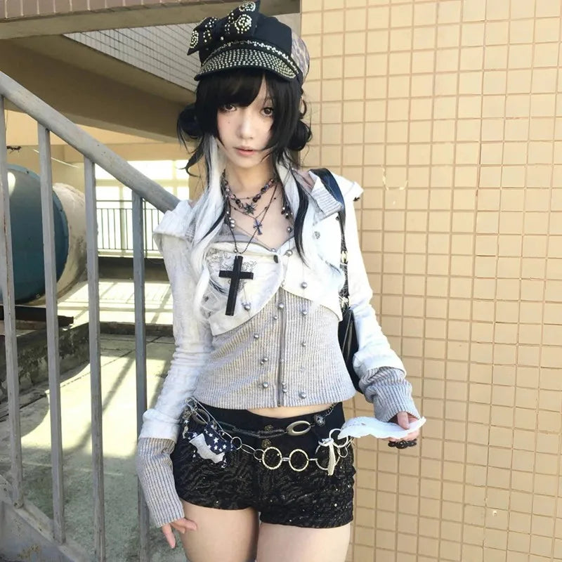 Gothic Layered Knit Cardigan