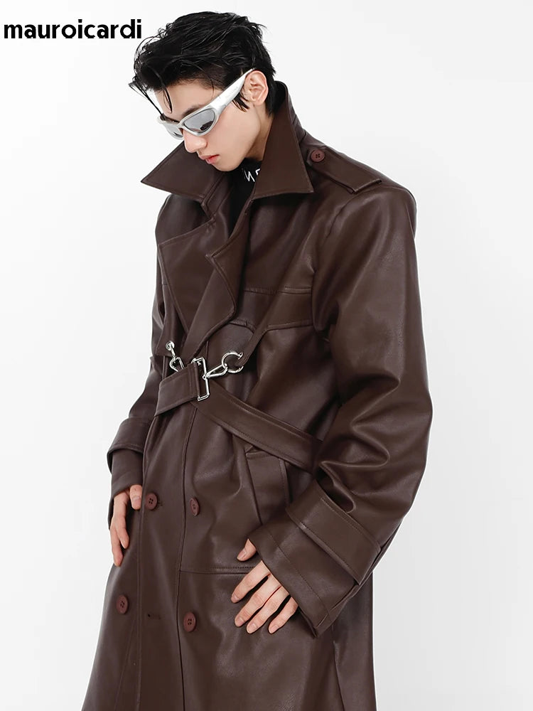 Black Oversized Trench Coat - Sleek Avant-Garde Design