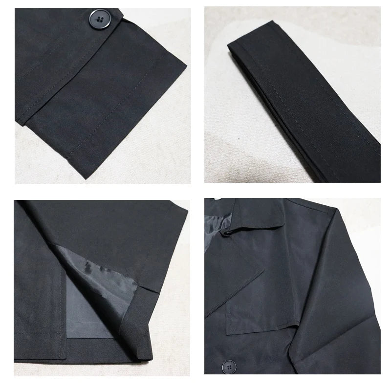 Black Double-Breasted Trench Coat - Timeless and Elegant Design