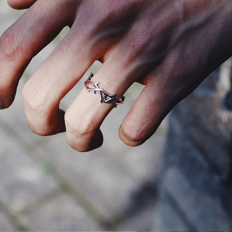 Adjustable Thorn Ring - Gothic Silver Statement Jewelry