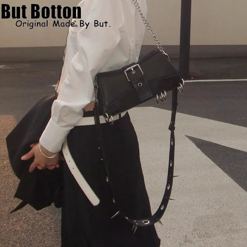 Gothic Noir Spiked Chain Bag