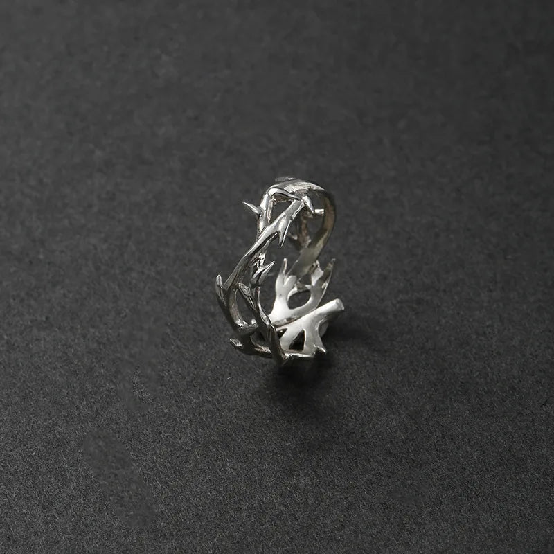 Adjustable Thorn Ring - Gothic Silver Statement Jewelry