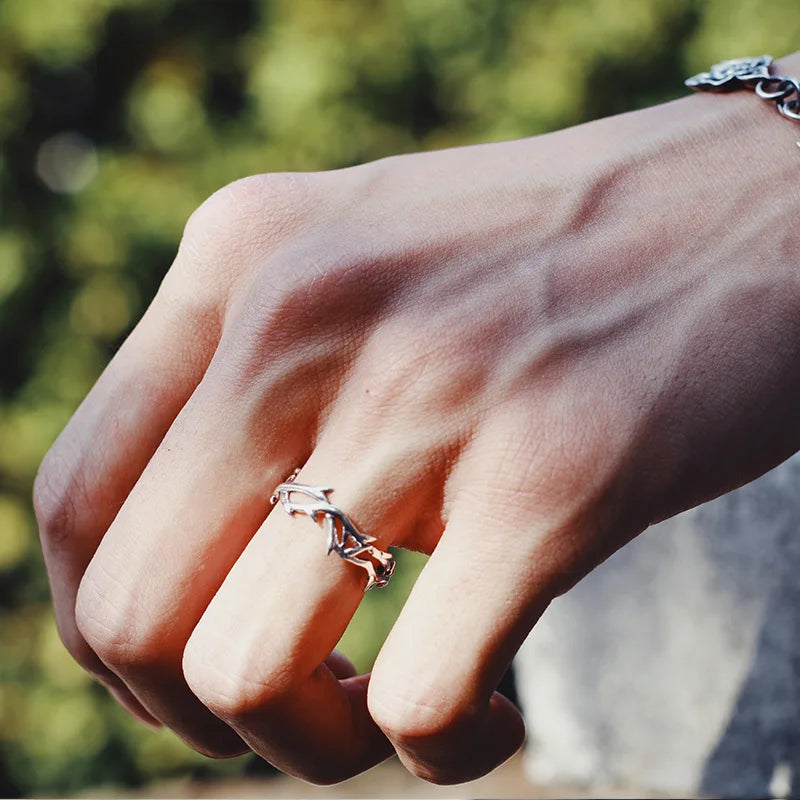 Adjustable Thorn Ring - Gothic Silver Statement Jewelry