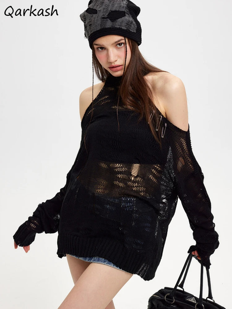 Open Shoulder Knit Sweater