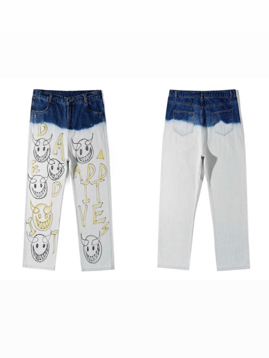 DEVIL PRINT DENIM JEANS PANTS