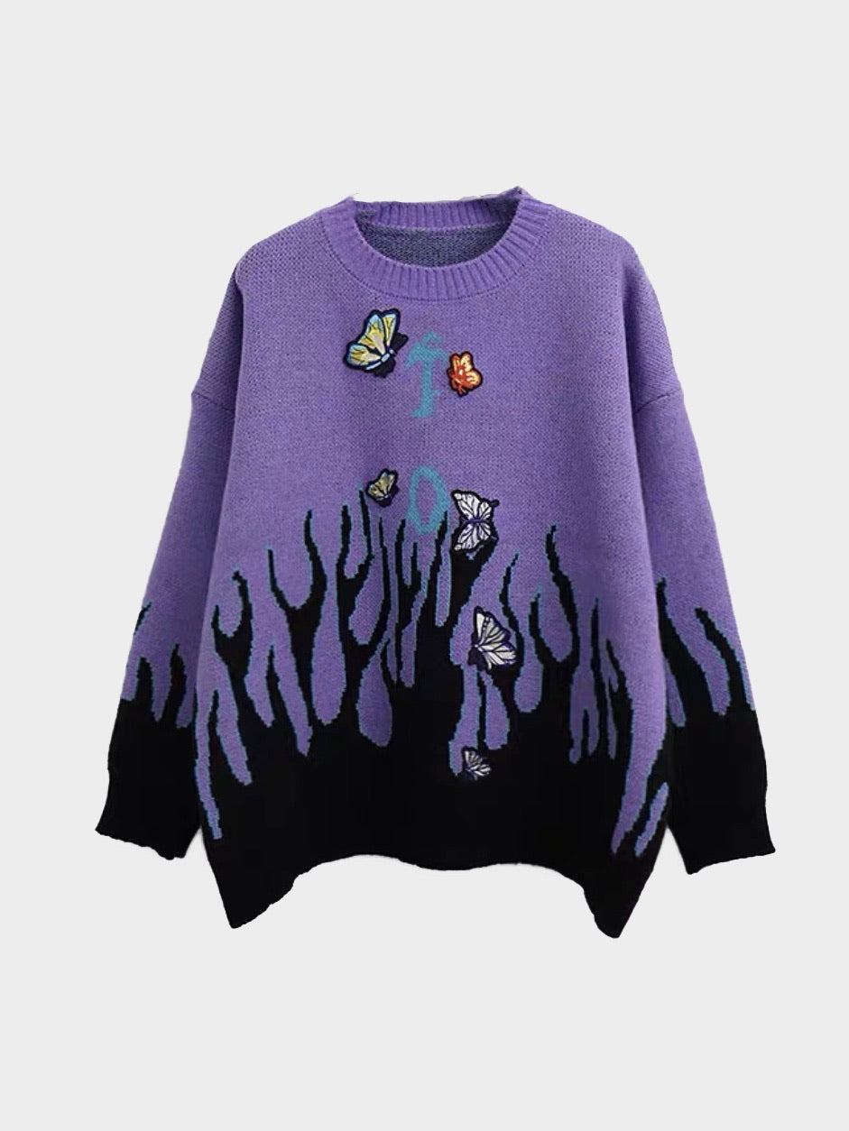 Butterfly flame purple  sweater