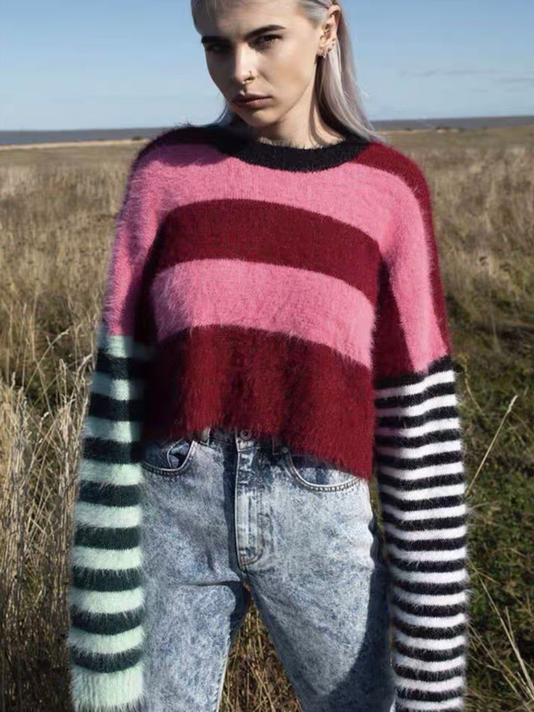 Striped Knitted cropped