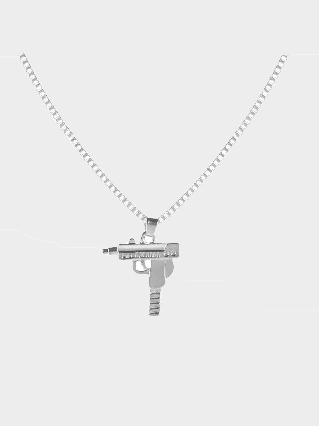 silver plated uzi pendant necklace