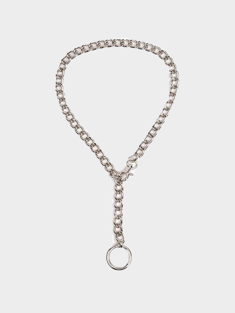 silver chain necklace with a ring pendant