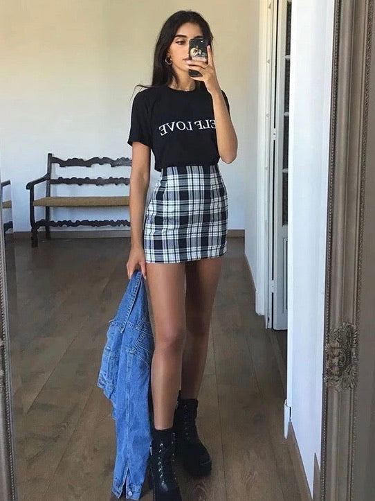 Plaid mini skirt