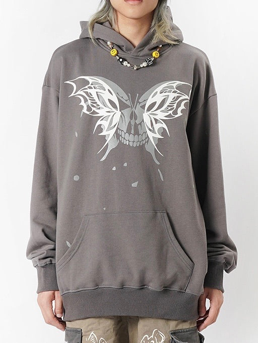 Hoodie loose skull butterfly