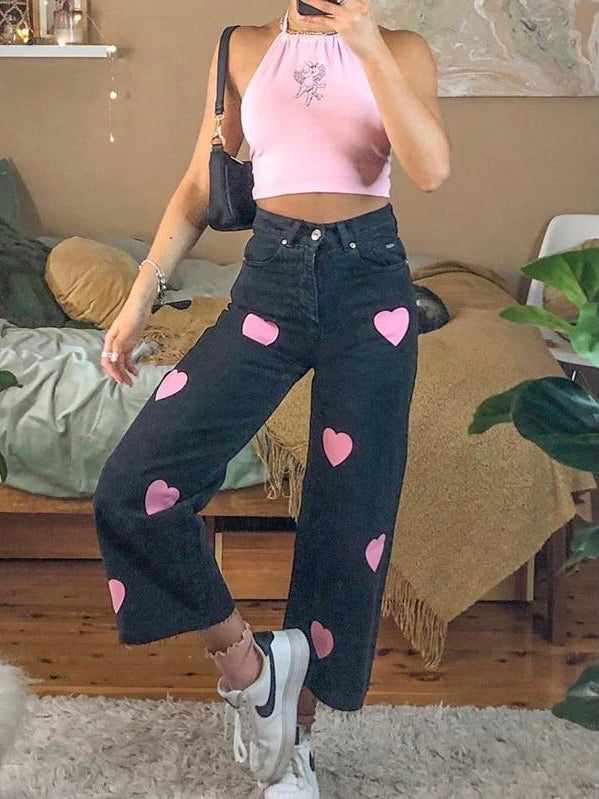 Pink hearts skater jeans