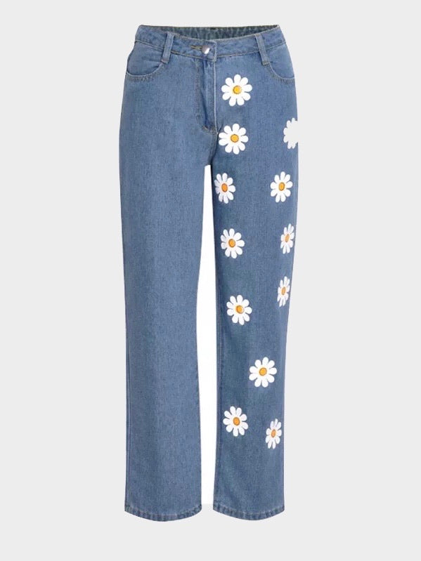 Jeans Hight waisted flower