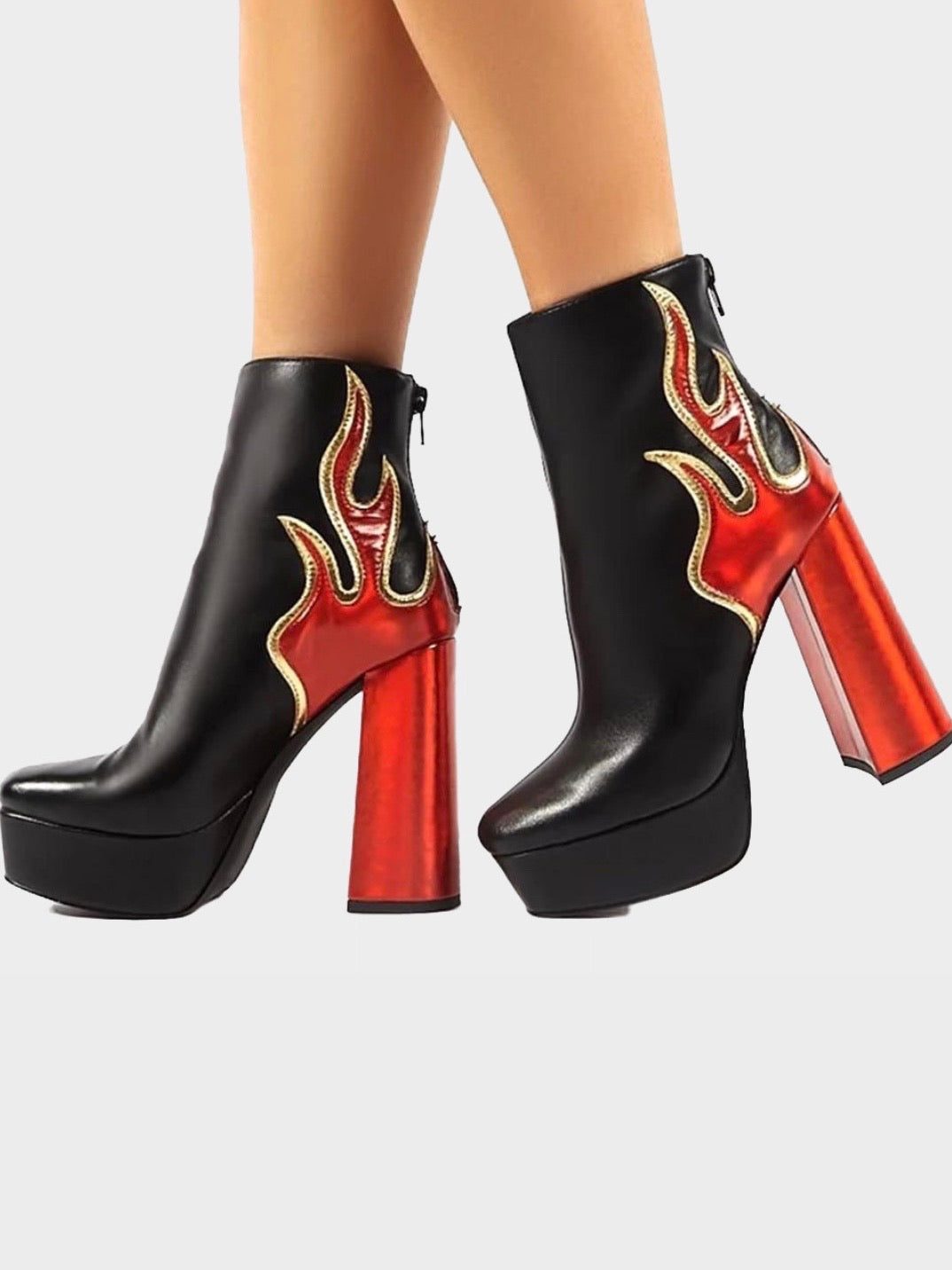 Platform Boots red Flames