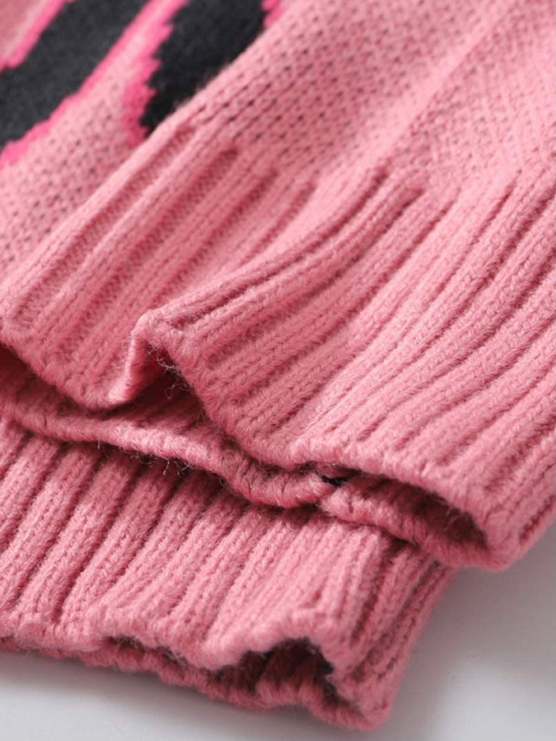 Pink flame knitted sweater