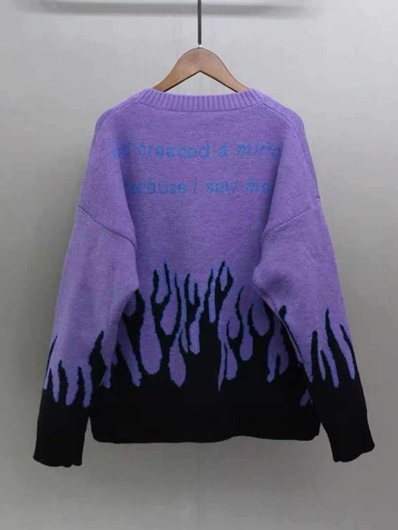 Butterfly flame purple  sweater