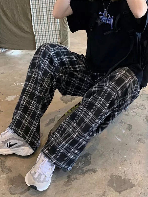 Plaid pants straight