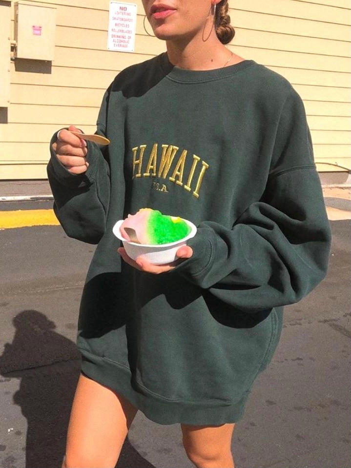 Hawaii Embroidery loose sweater