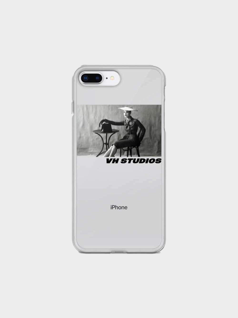 Transparent soft case vh studio with a picture in black and white of an elegant woman sat at a table for iPhone 7 Plus/8 Plus