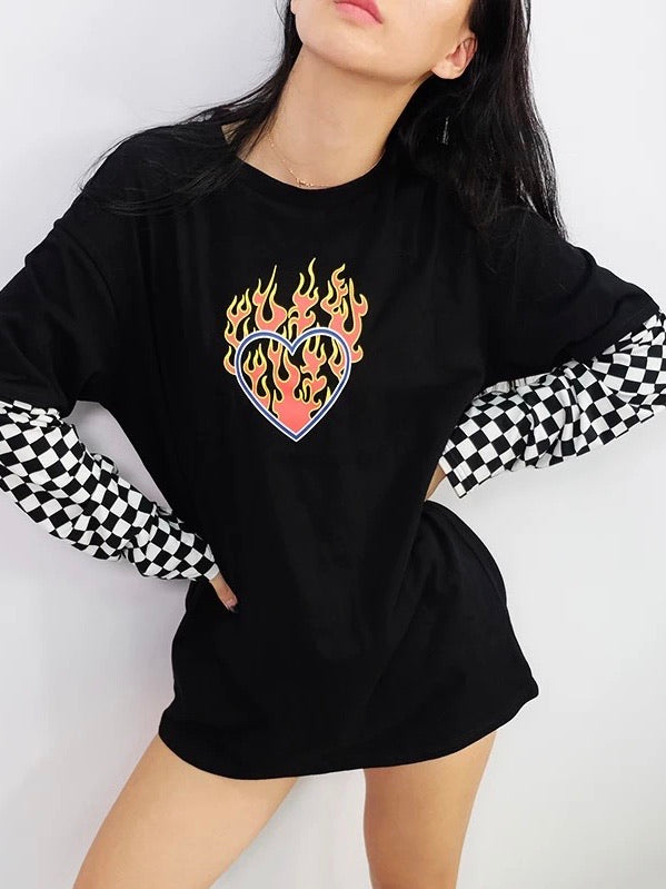 "FLAMING HEART" LONG SLEEVE