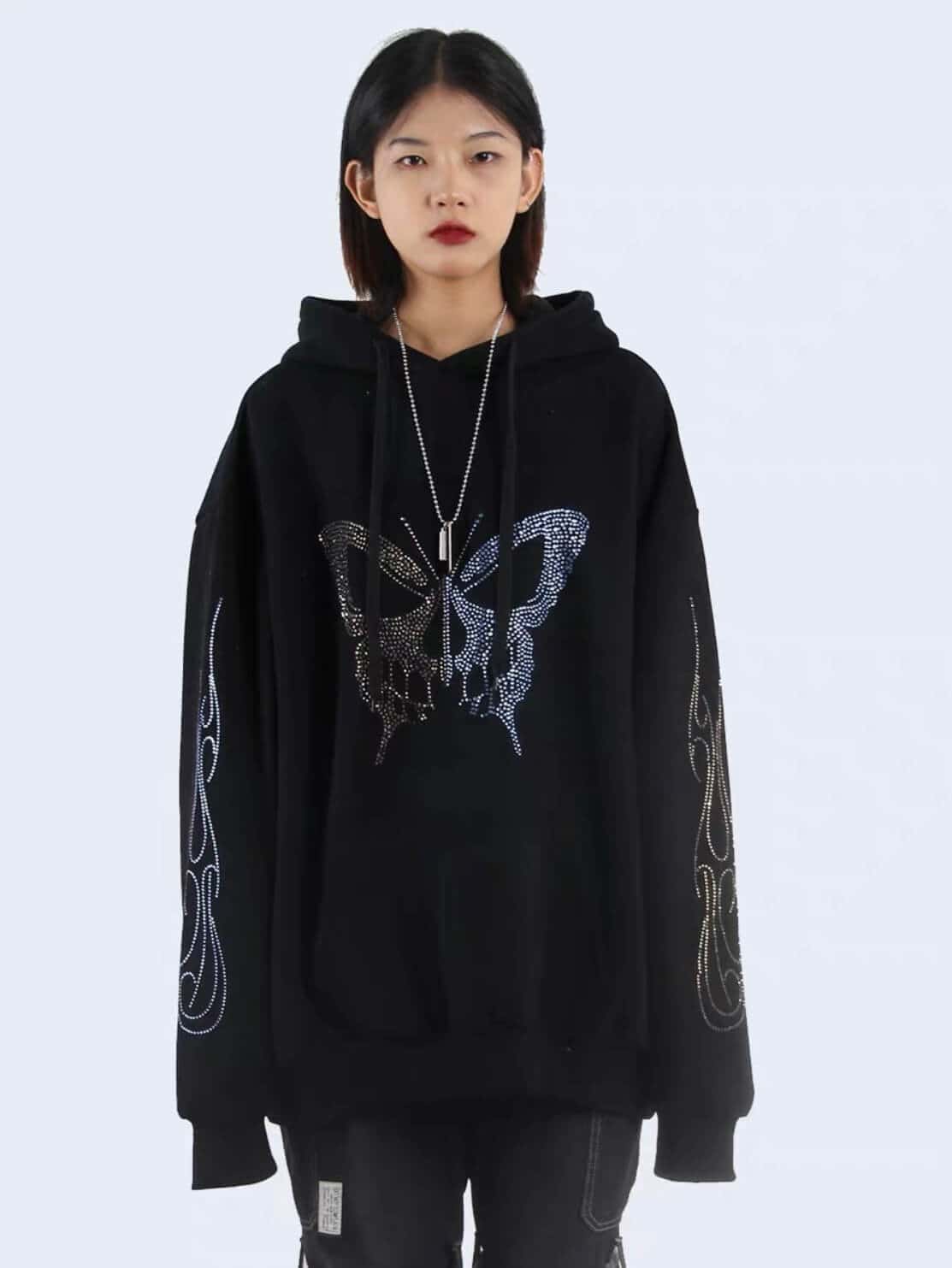 HOODIE BUTTERFLY STRASS