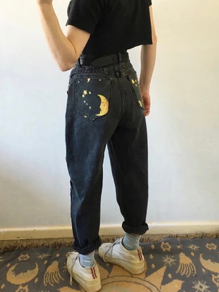 Sun star print pants