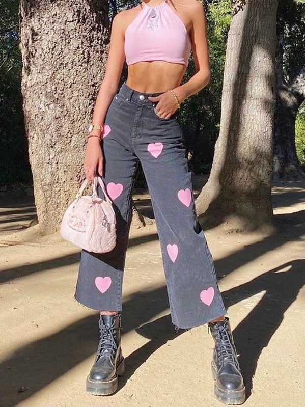 Pink hearts skater jeans