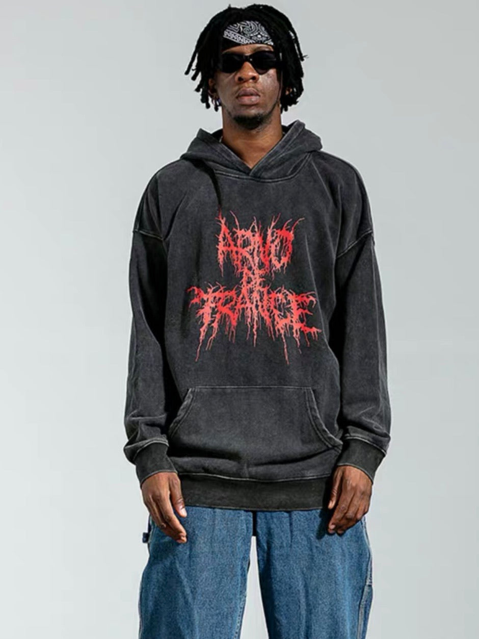 RED GOTH HOODIE OVERSIZE