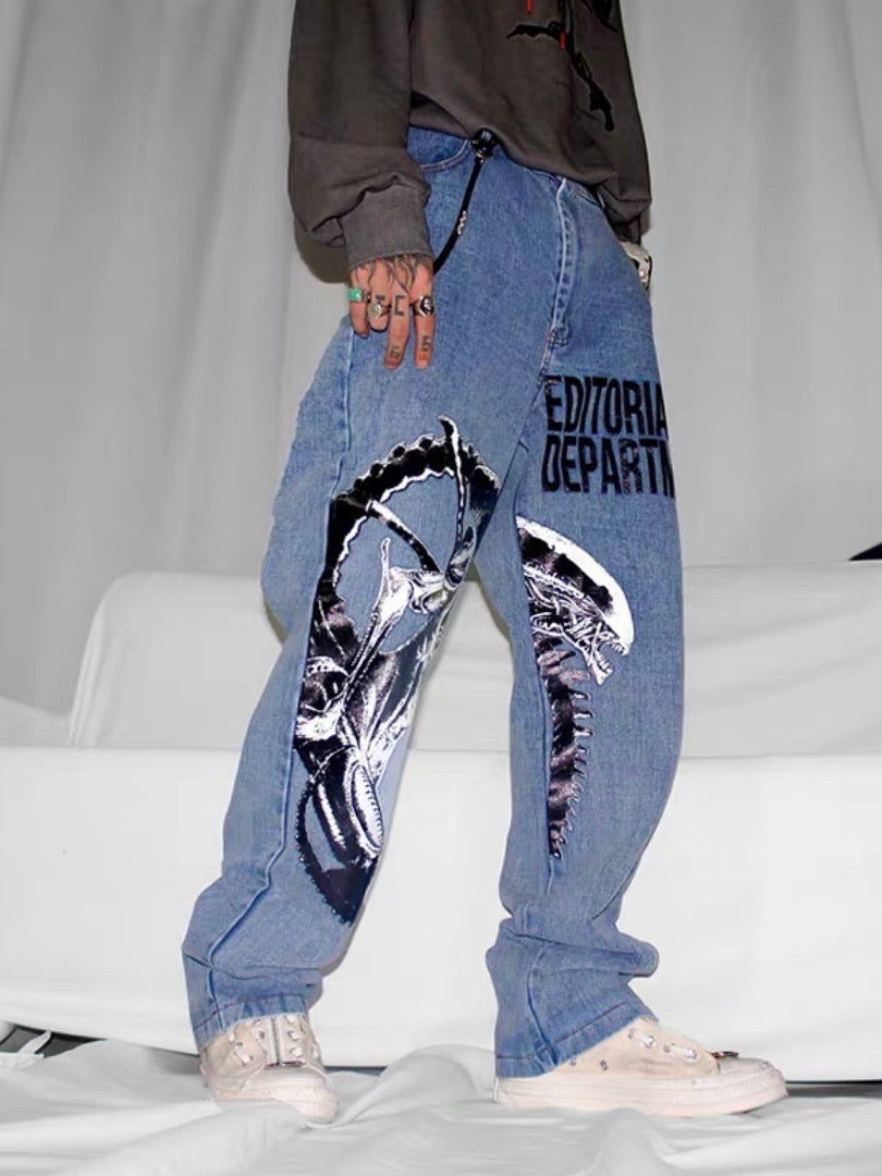 Denim jeans loose