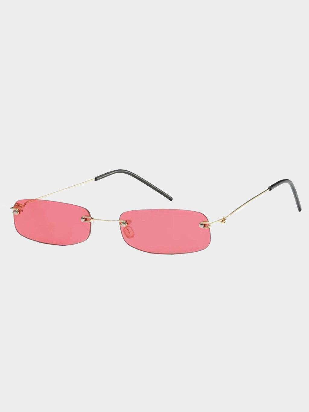 clear red rectangular glasses frameless and thin branch sunglasses 