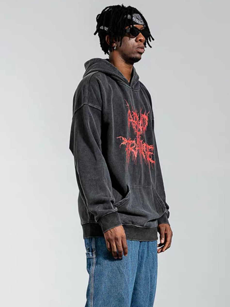 RED GOTH HOODIE OVERSIZE